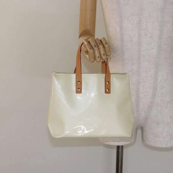 LOUIS VUITTON Monogram Vernis Reade PM Hand Bag Perle M91336 LV Auth 141487 - Picture 1 of 16